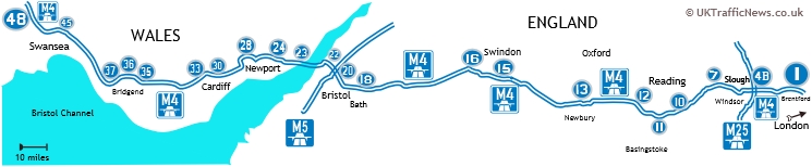 map of main M4 junctions